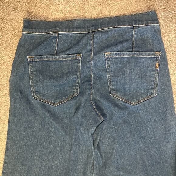 Express Womens Wide Leg Mid Rise Flare Jeans Medium Wash Size 0 1970s Hippie - Picture 10 of 14